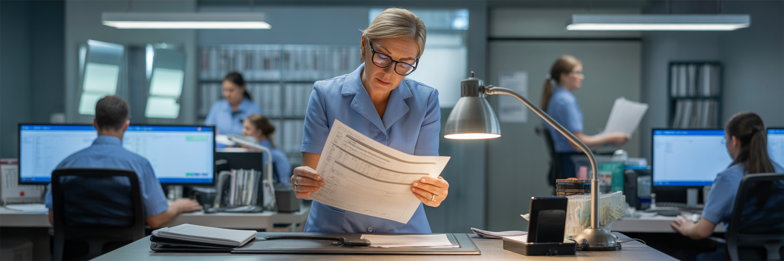 Healthcare coordinator reviewing patient referral.