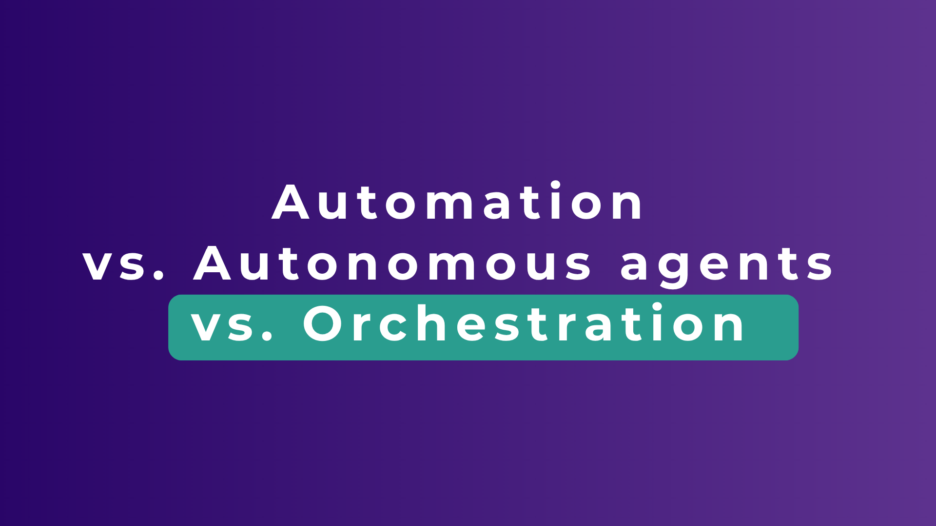 Automation vs. autonomous agents vs. orchestration — article cover.