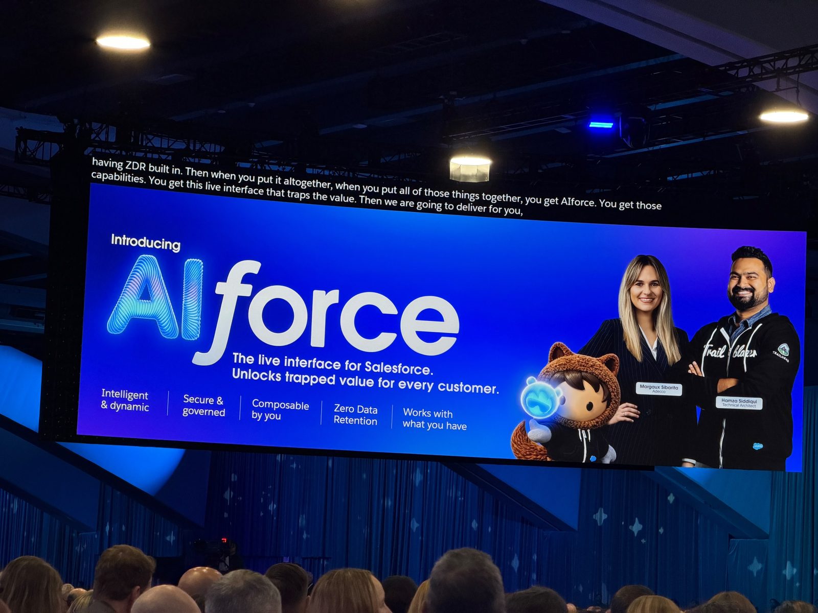 Keynote screen reading "Introducing AIforce: the live interface for Salesforce" at Dreamforce 2026