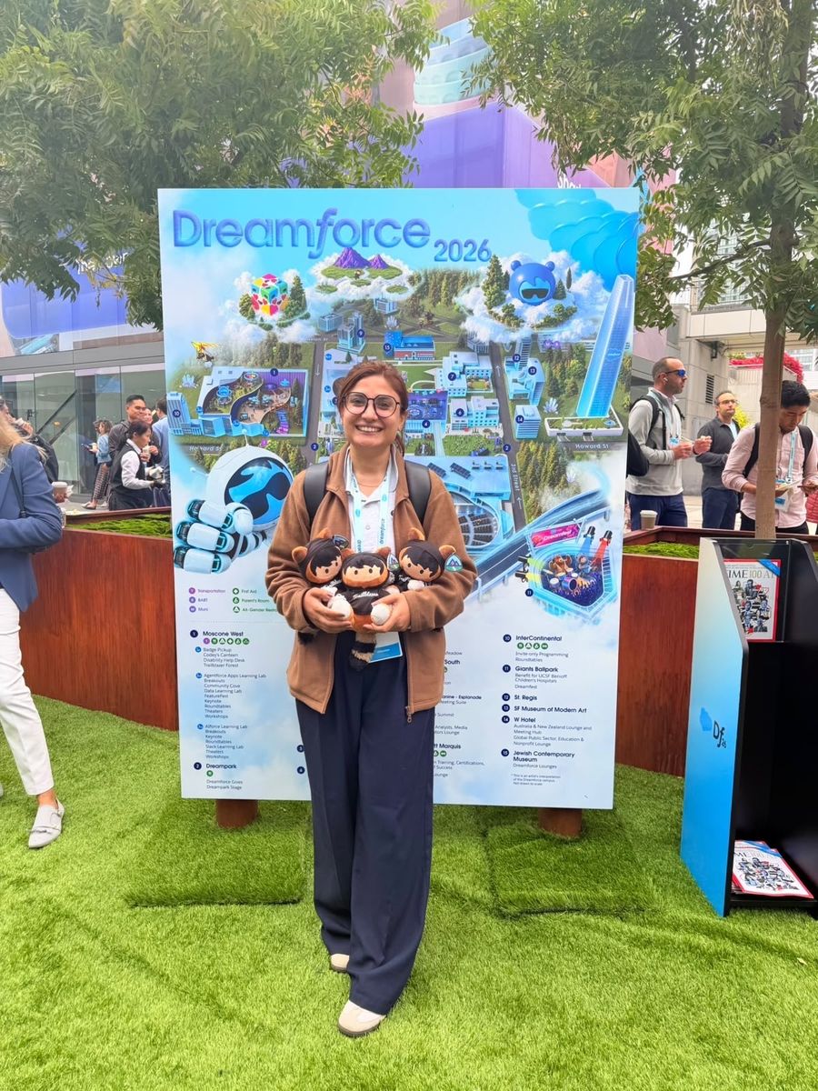 An Ortoo team member at the Dreamforce 2026 campus map