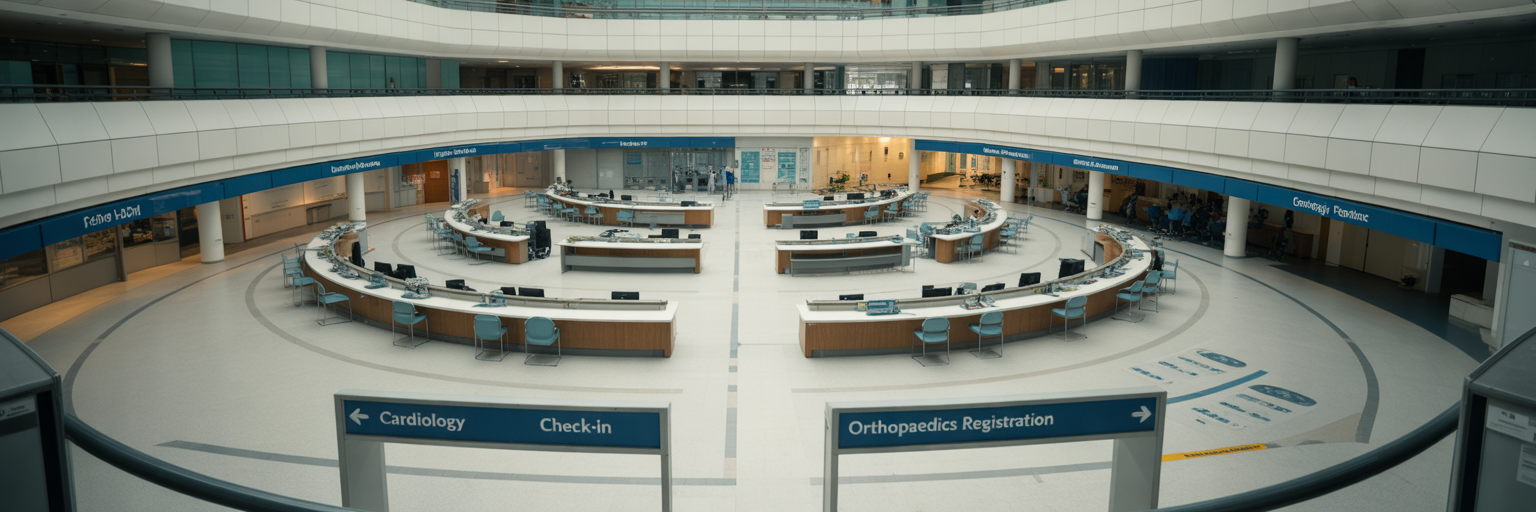 Modern hospital patient intake area.