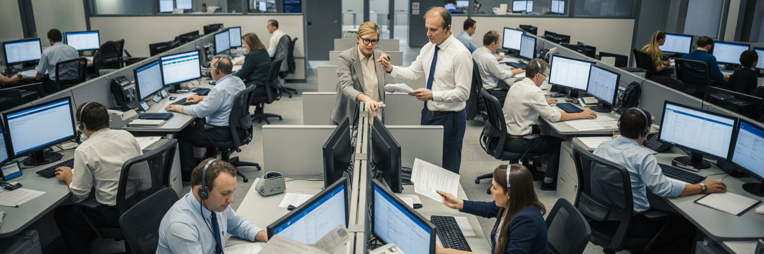Insurance claims processing team at work.