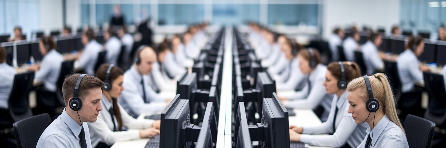 Supervisor observing a busy contact centre.