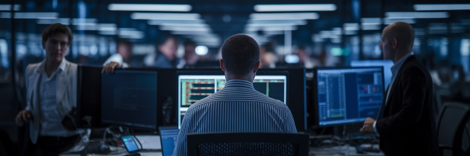 Operations manager overseeing financial trading floor.