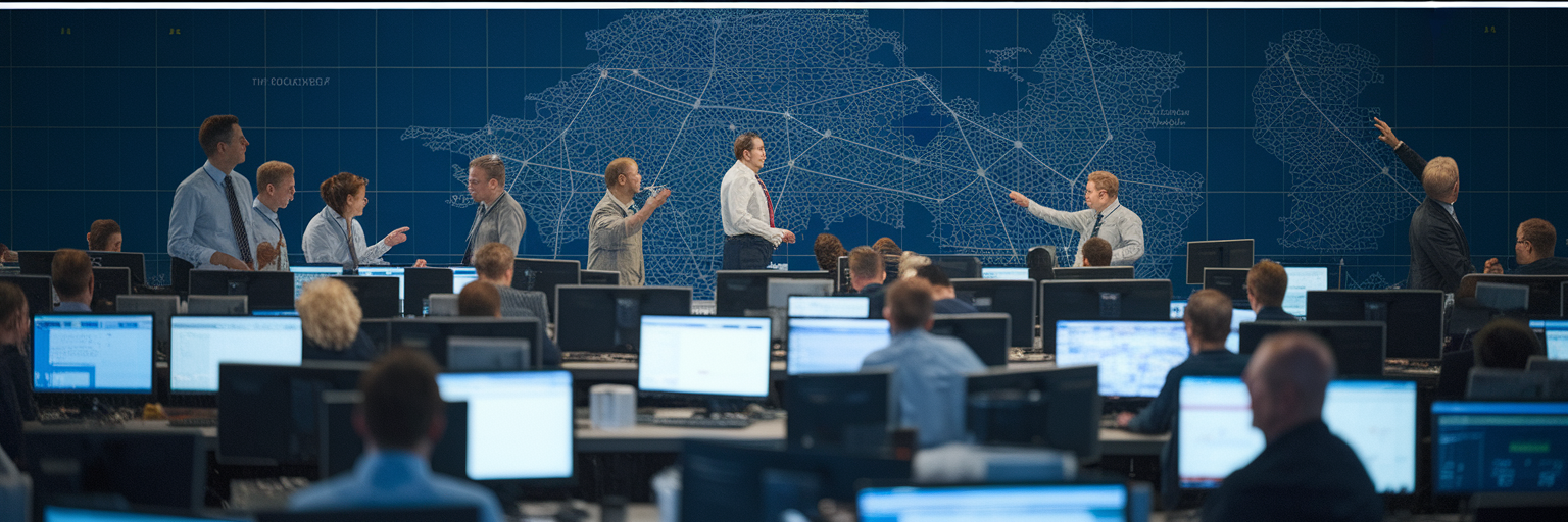 Logistics control room team managing operations.