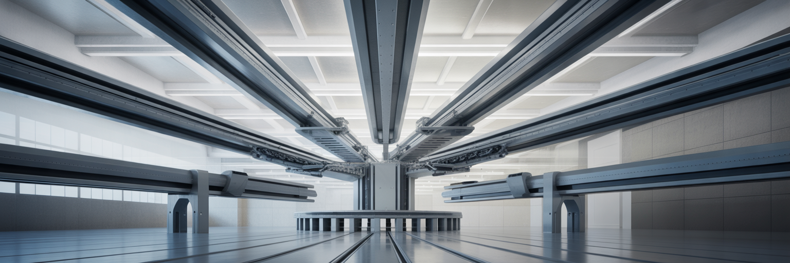 Automated conveyor belts in modern factory.
